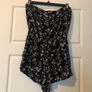 Black floral romper